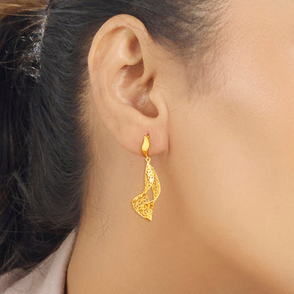 Gleam Wave Drops & Dangler Gold Earring