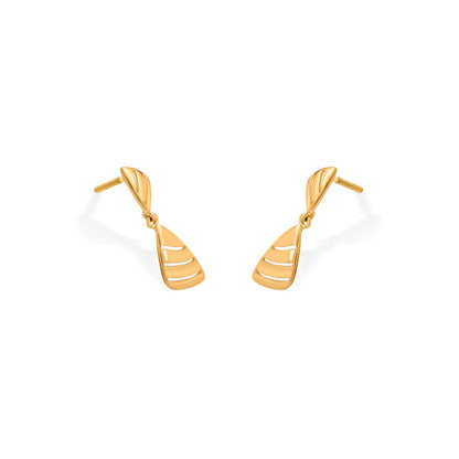Sunlit Fronds Drops & Dangler Gold Earring