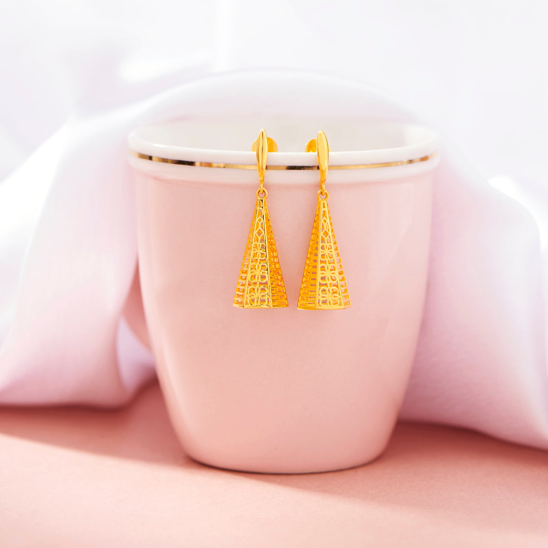 shimmer spire drops & dangler gold earring