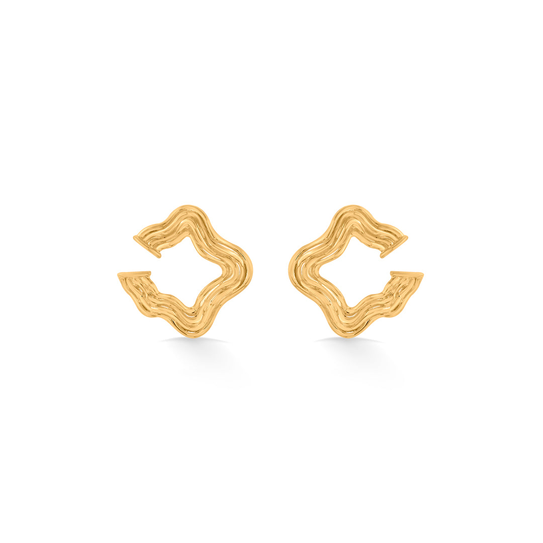 ripple stars stud gold earring