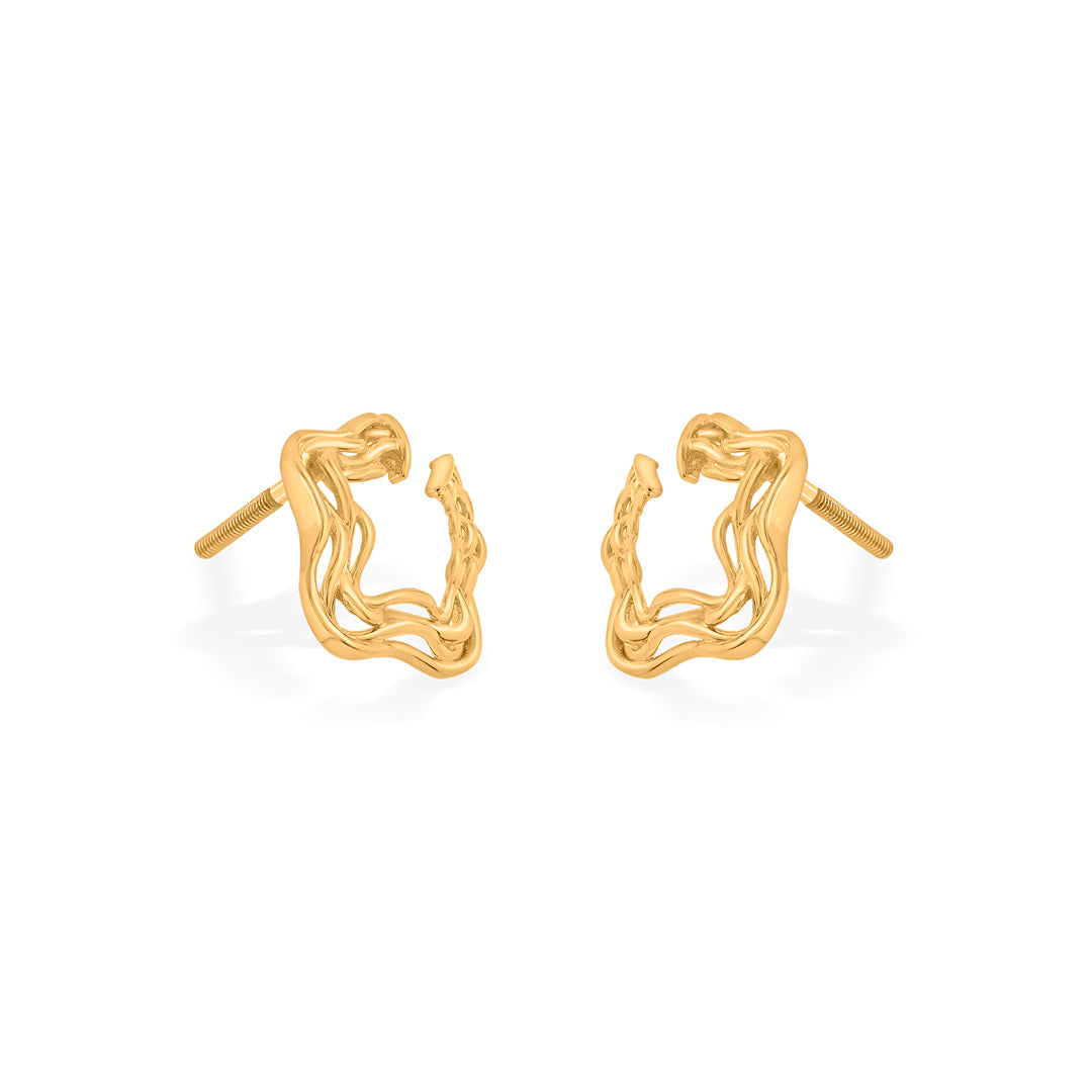 ripple stars stud gold earring