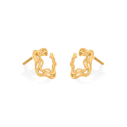 Ripple Stars Stud Gold Earring