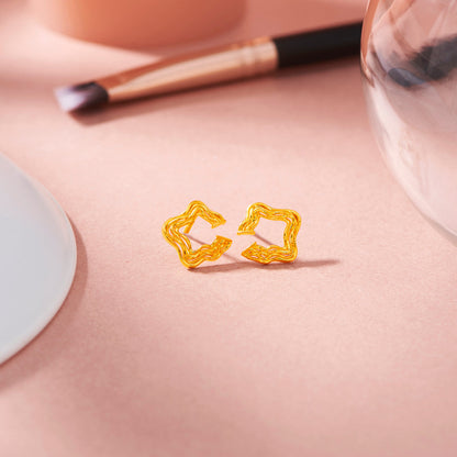 Ripple Stars Stud Gold Earring