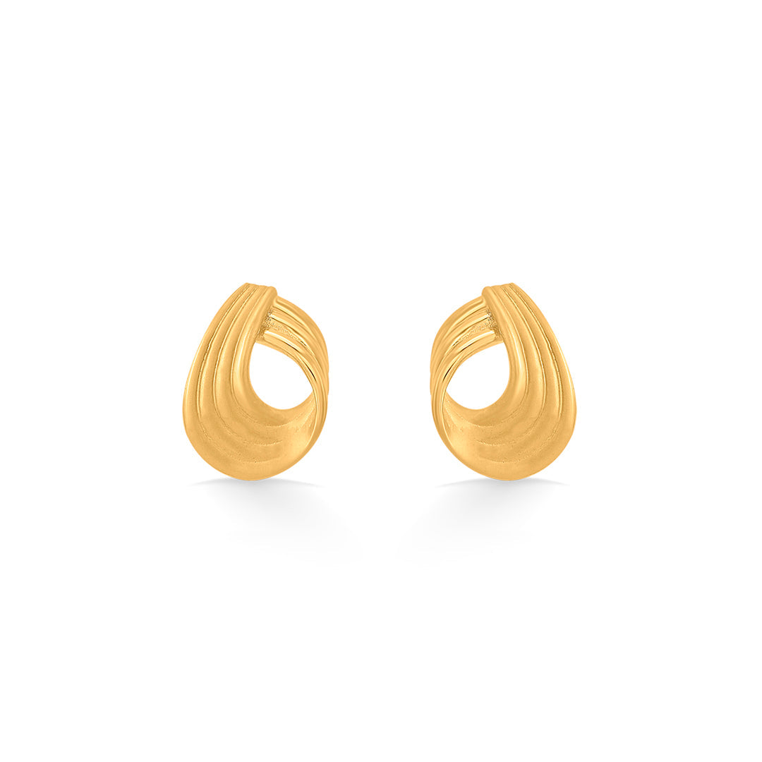 stream swirl stud gold earring