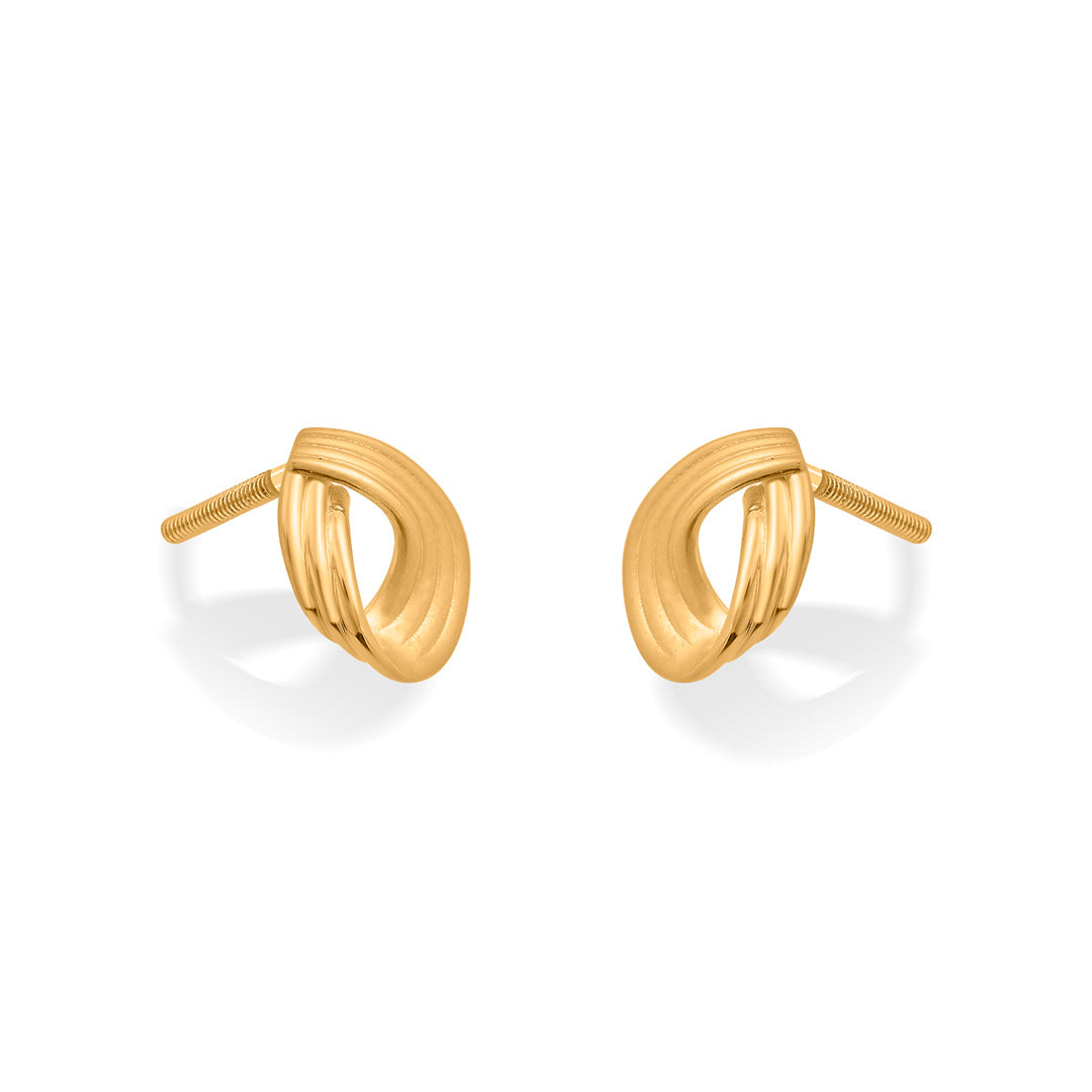stream swirl stud gold earring