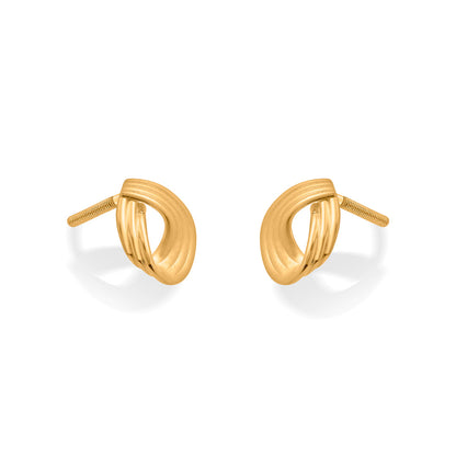Stream Swirl Stud Gold Earring