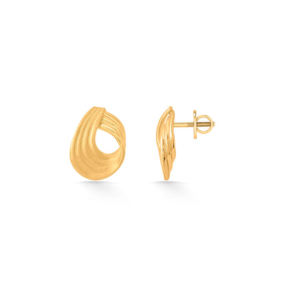 Stream Swirl Stud Gold Earring