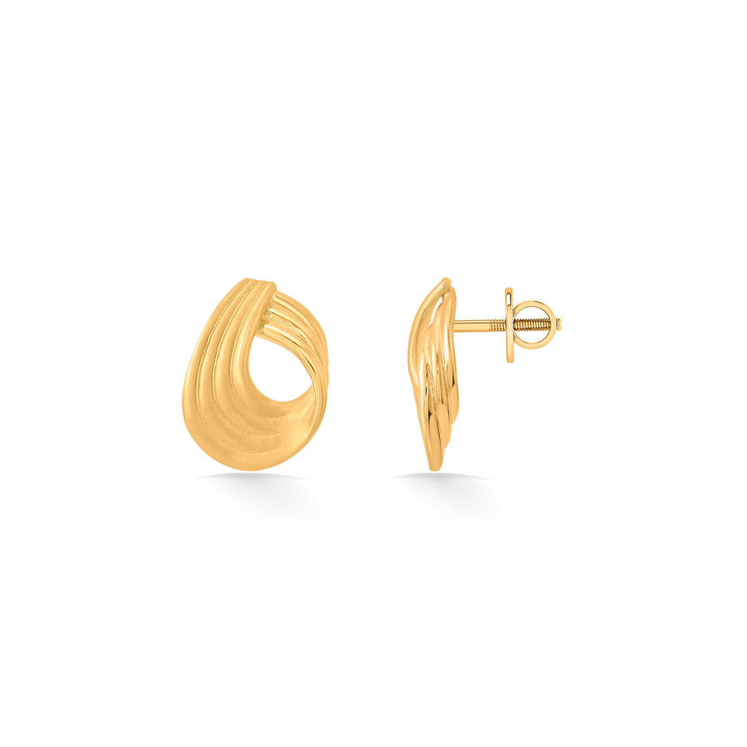 stream swirl stud gold earring