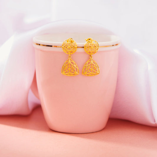 Radiant Globe Drops & Dangler Gold Earring