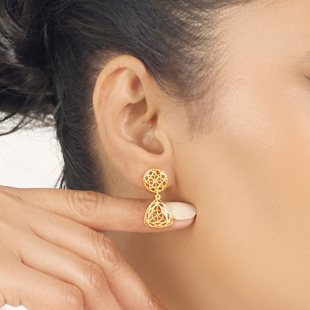 Radiant Globe Drops & Dangler Gold Earring