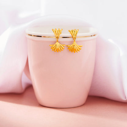 Sunray Bloom Drops & Dangler Gold Earring