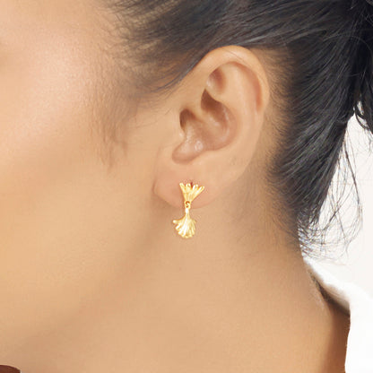 Sunray Bloom Drops & Dangler Gold Earring