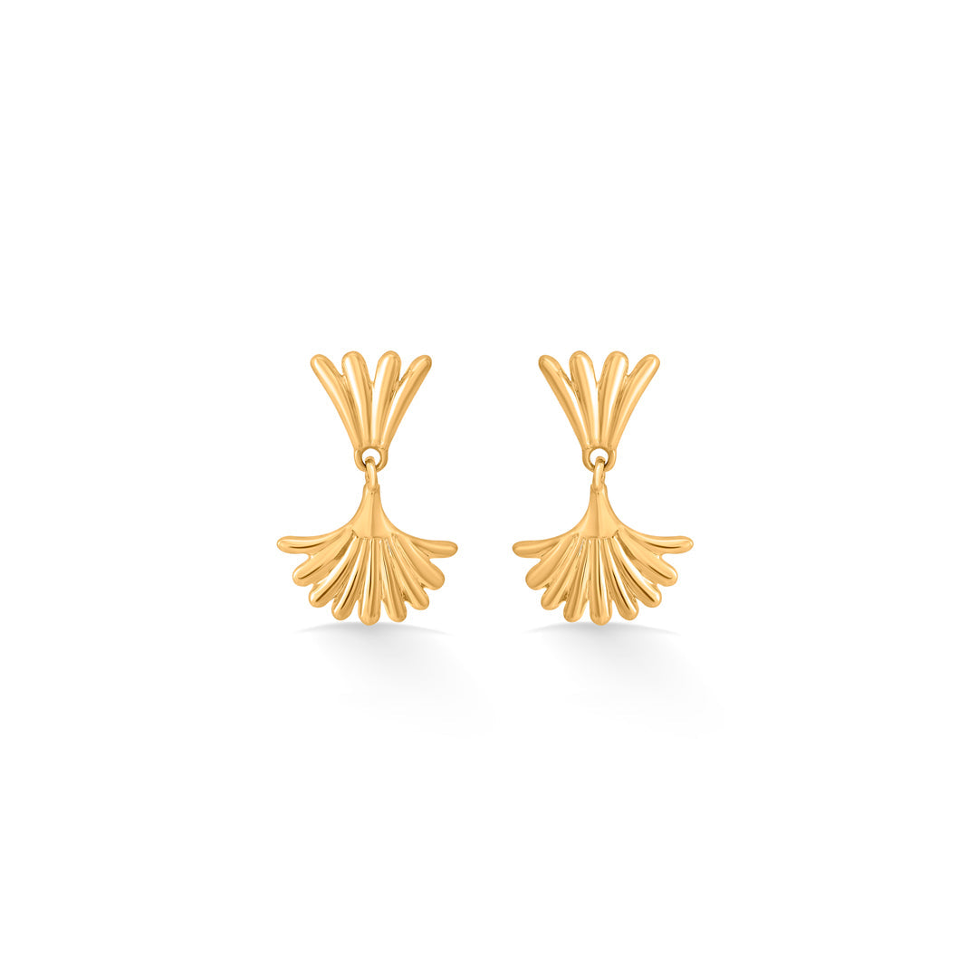 sunray bloom drops & dangler gold earring