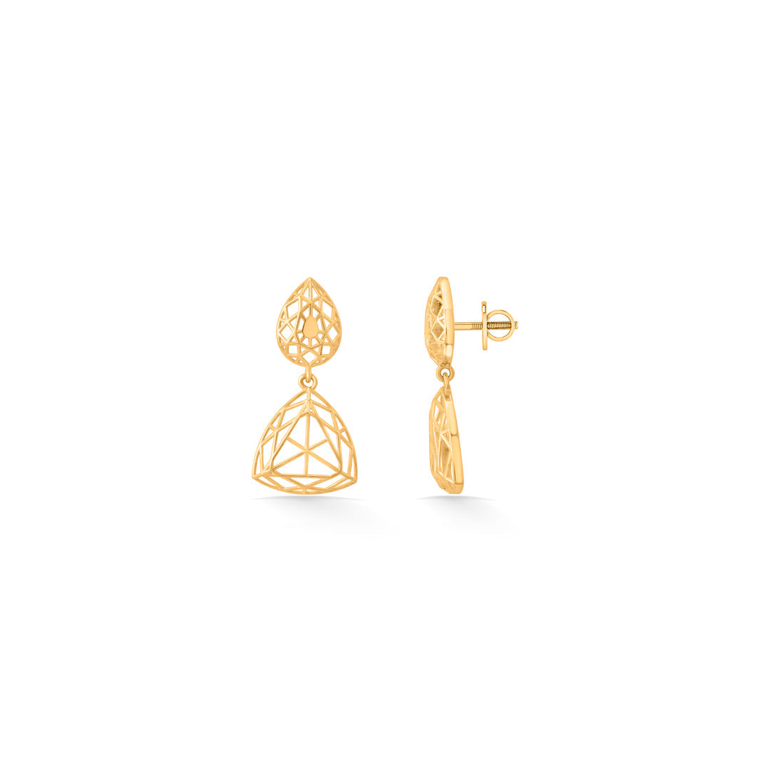 radiant cage drops & dangler gold earring