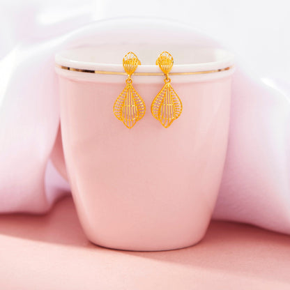 Geo Filigree Hoop & Huggie Gold Earring