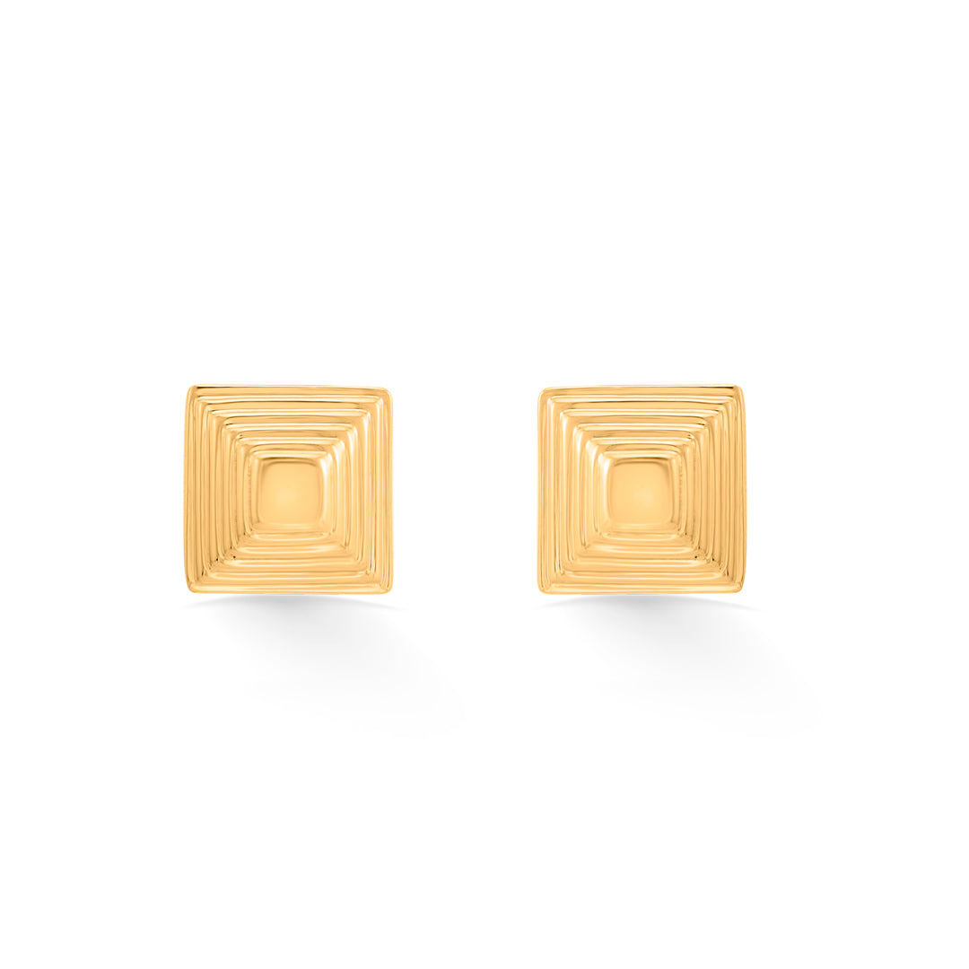 facet frame stud gold earring
