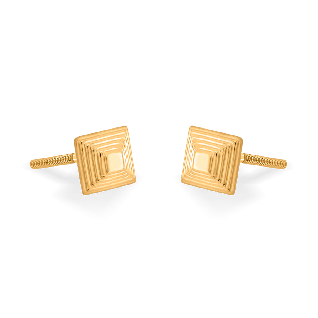 facet frame stud gold earring