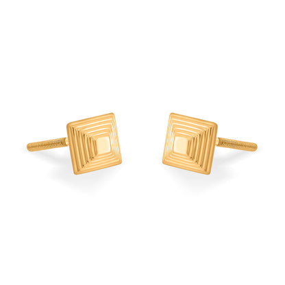 Facet Frame Stud Gold Earring