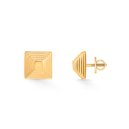 Facet Frame Stud Gold Earring