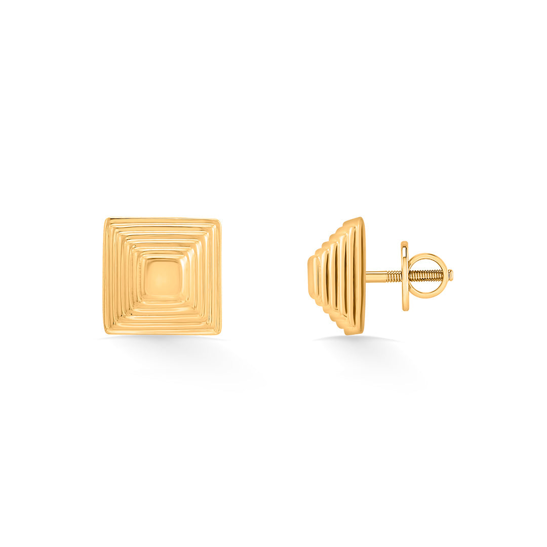 facet frame stud gold earring