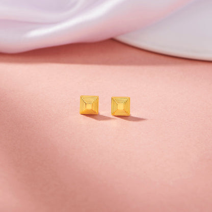 Facet Frame Stud Gold Earring