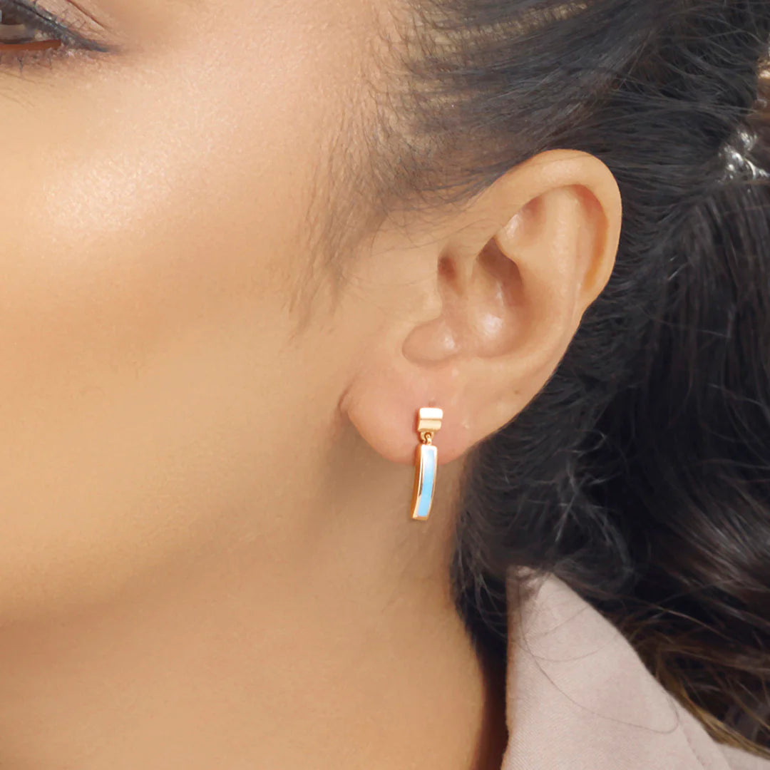 Blue Streak Drops & Dangler  Gold Earring