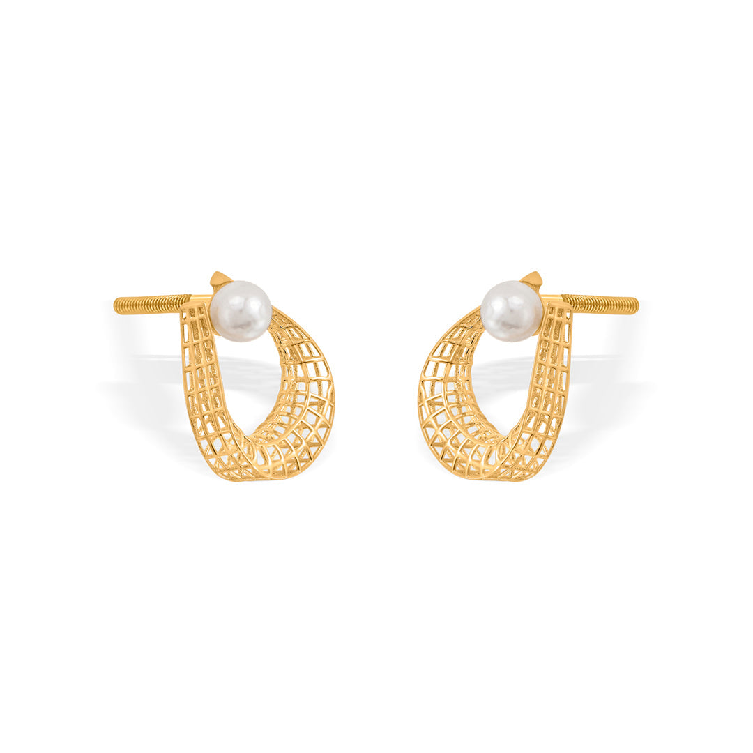 pearl dewdrop hoop & huggie gold earring