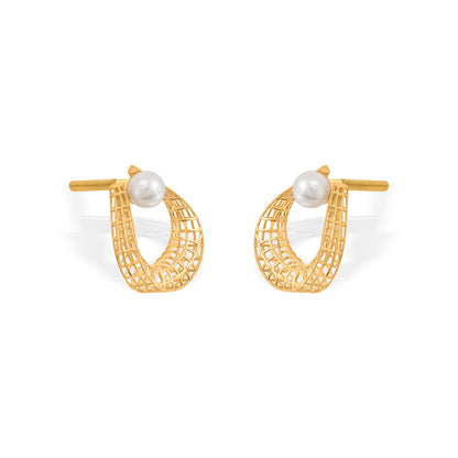 Pearl Dewdrop Hoop & Huggie Gold Earring