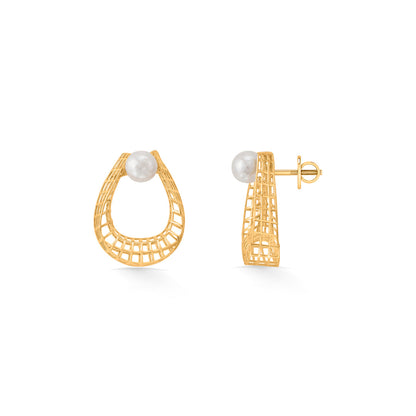Pearl Dewdrop Hoop & Huggie Gold Earring