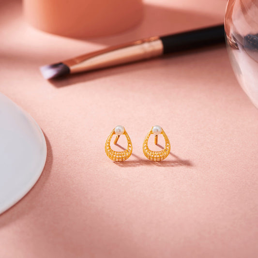 Pearl Dewdrop Hoop & Huggie Gold Earring