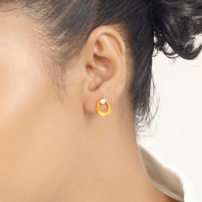 Pearl Dewdrop Hoop & Huggie Gold Earring
