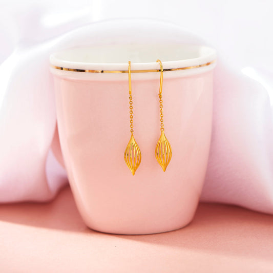 Leaf Pods Hoop & Huggie Gold Earring