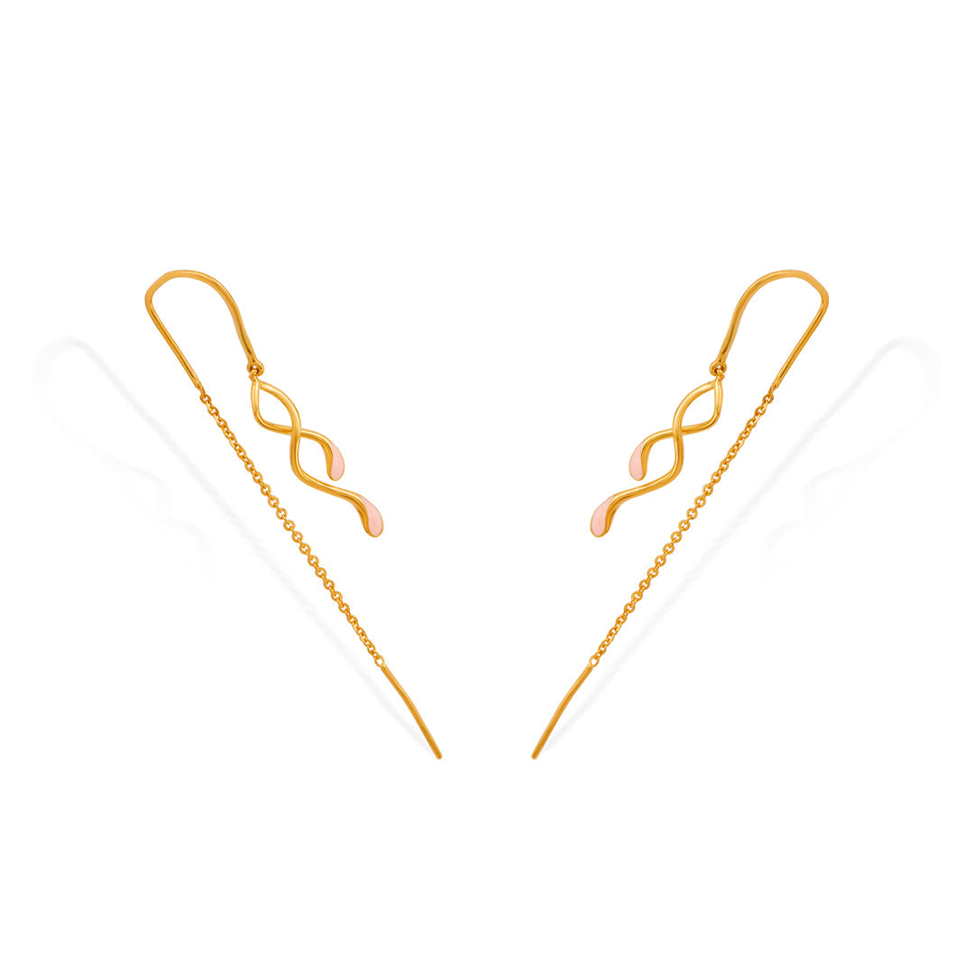 twisting tendril hoop & huggie gold earring