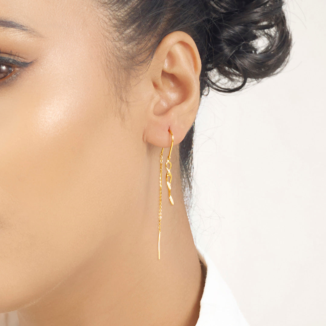 twisting tendril hoop & huggie gold earring