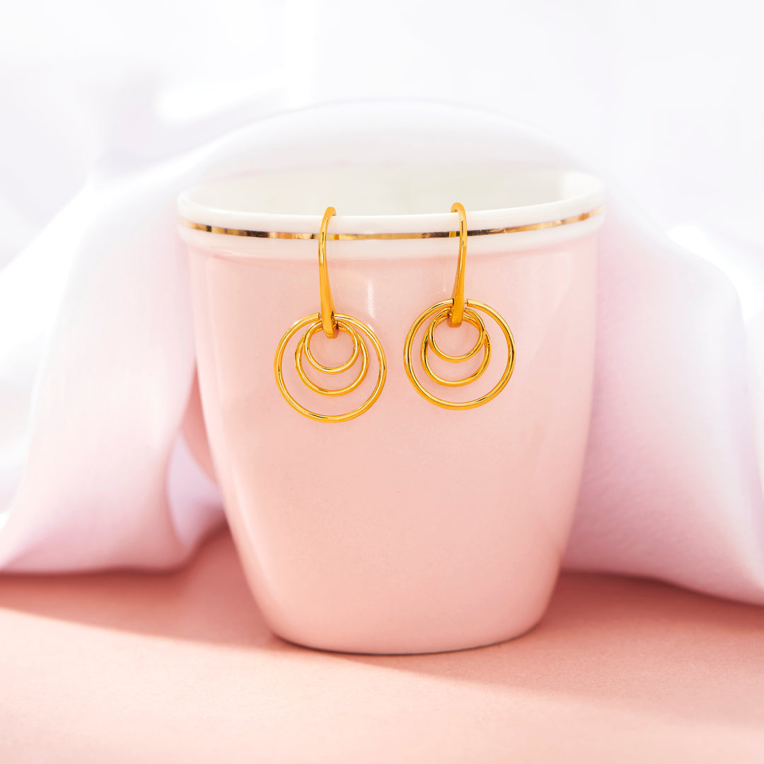 Trinity Ripple Hoop & Huggie Gold Earring