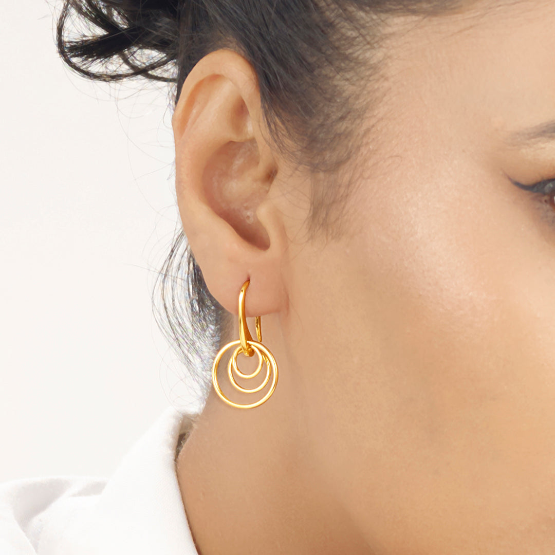 Trinity Ripple Hoop & Huggie Gold Earring