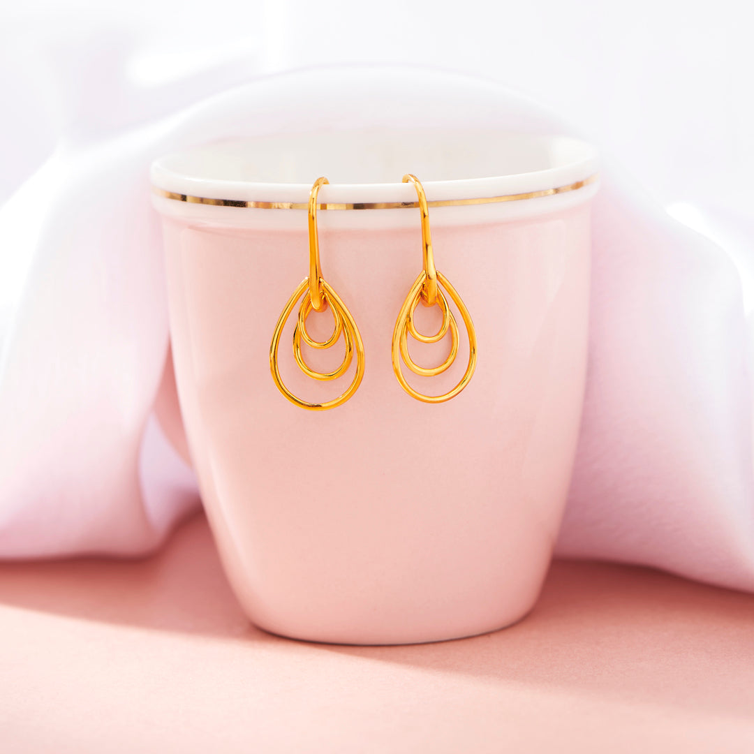 Charming Dewfall Hoop & Huggie Gold Earring
