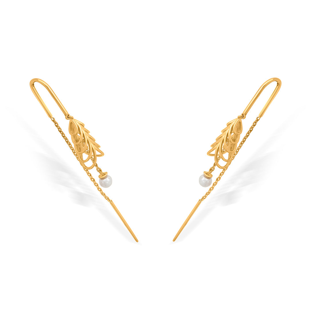 fernleaf pearl hoop & huggie gold earring
