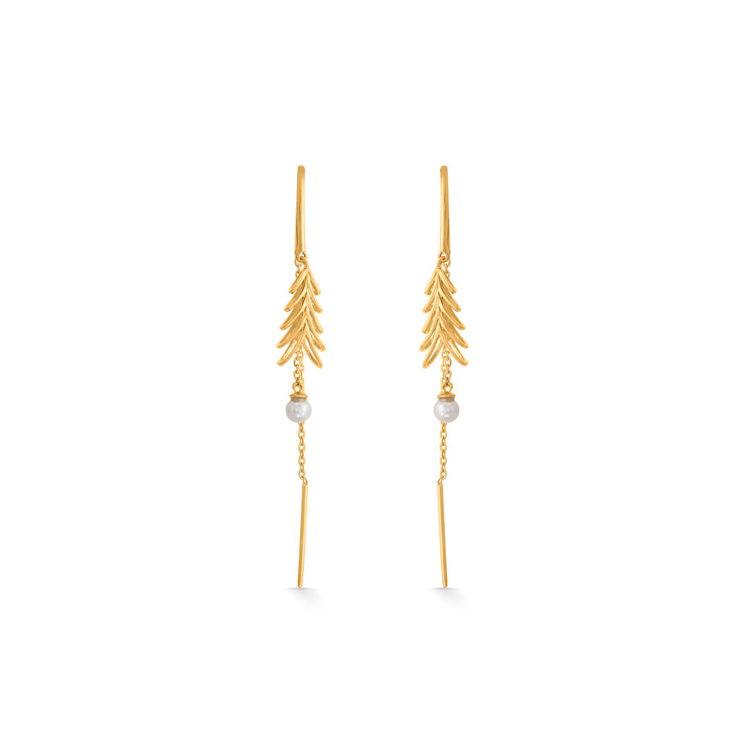 fernleaf pearl hoop & huggie gold earring