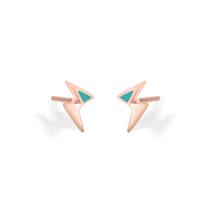 Zig Edges Stud Gold Earring
