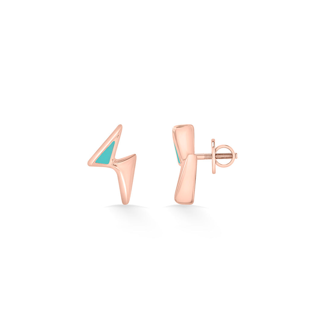 zig edges stud gold earring