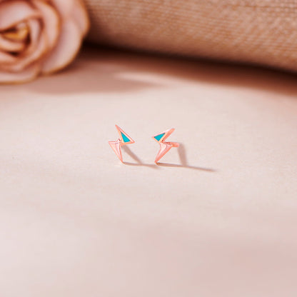 Zig Edges Stud Gold Earring