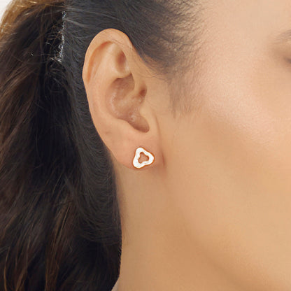 Rosy Clover Stud Gold Earring