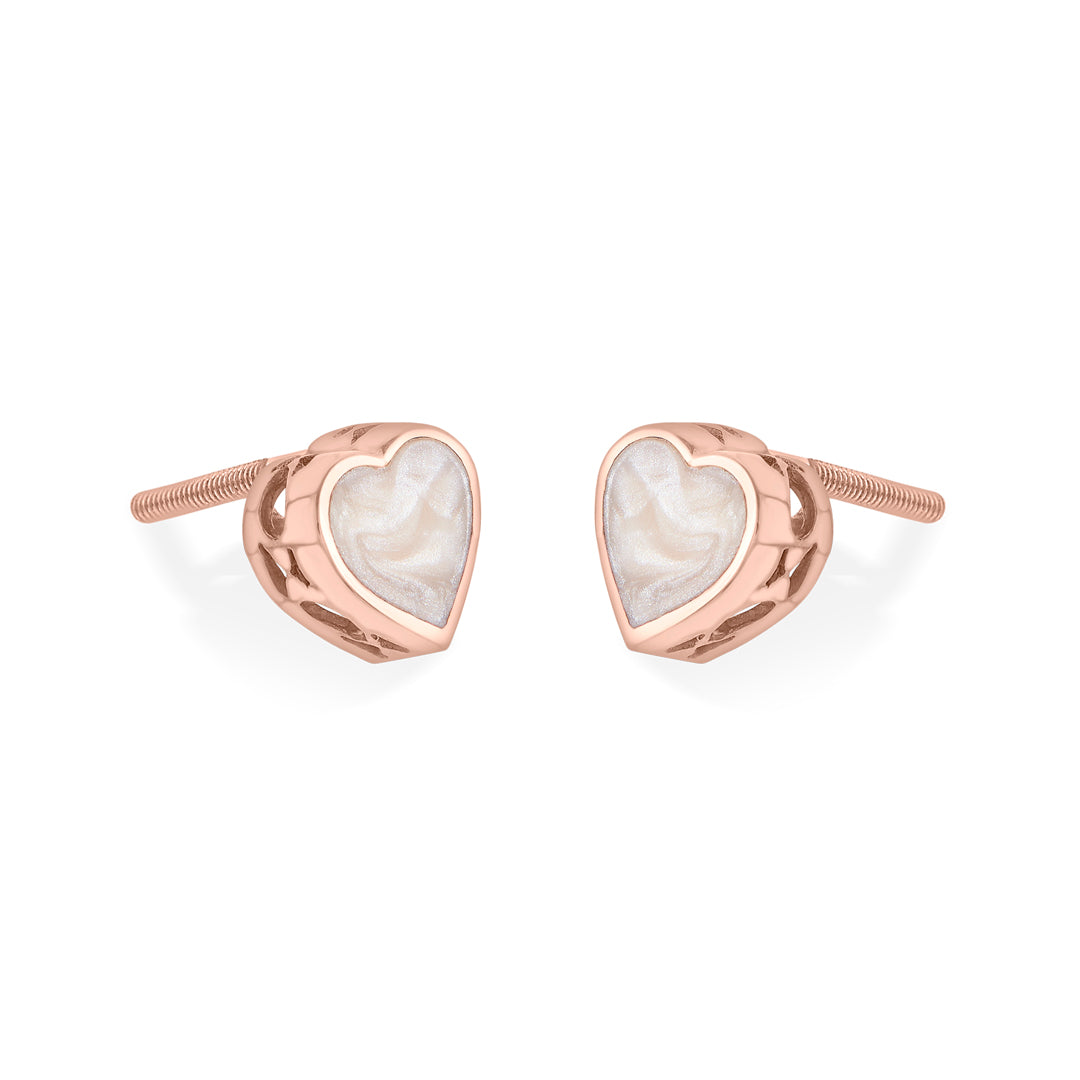marble heart stud gold earring
