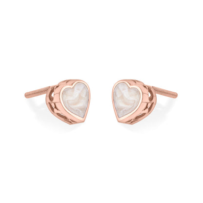 Marble Heart Stud Gold Earring