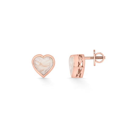 Marble Heart Stud Gold Earring
