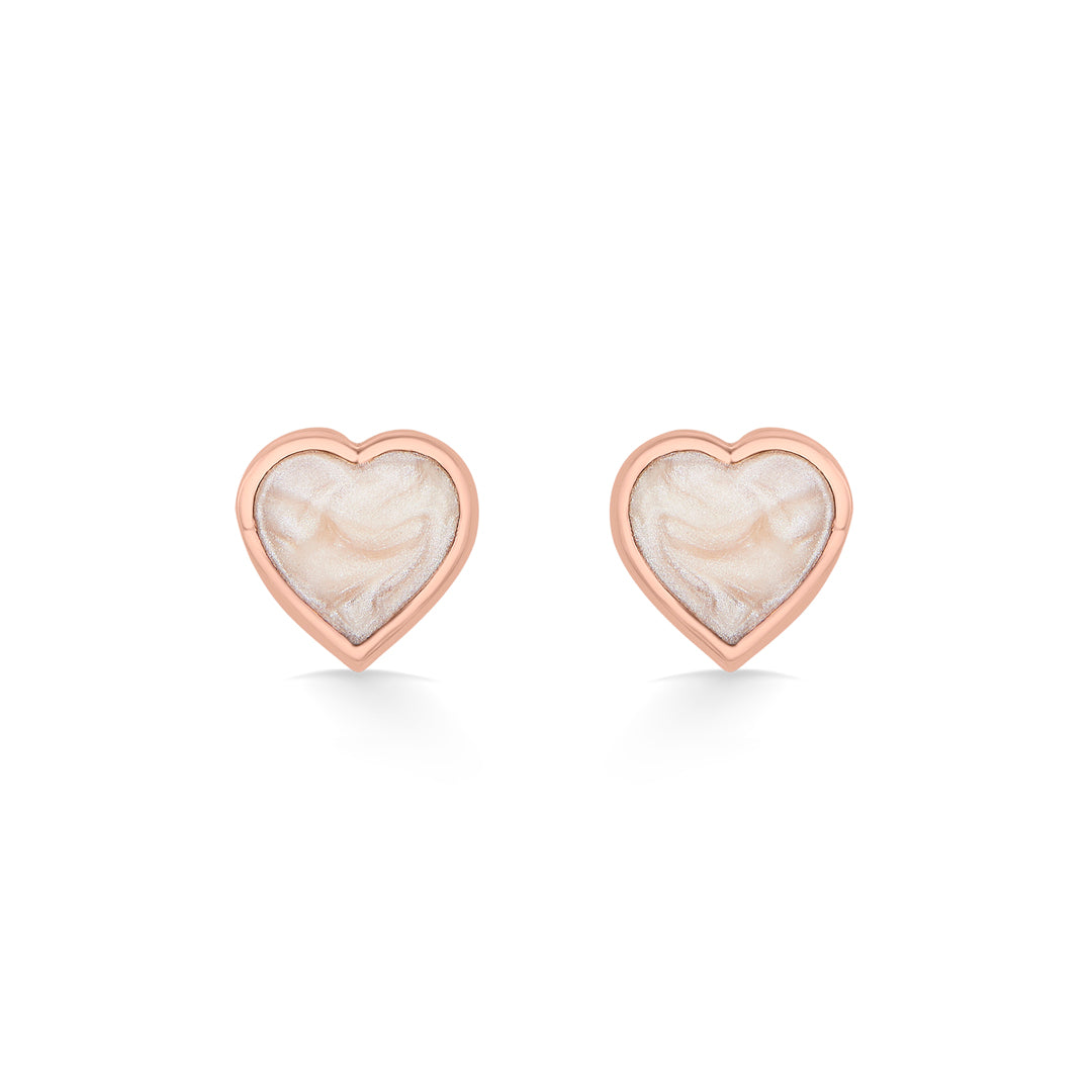 marble heart stud gold earring