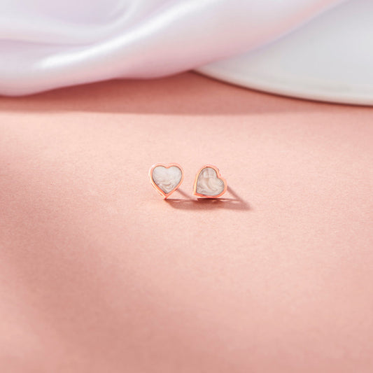 Marble Heart Stud Gold Earring