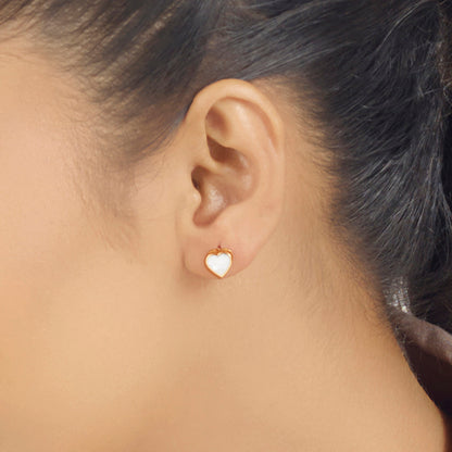 Marble Heart Stud Gold Earring