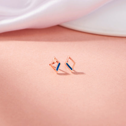 Blue Edge Stud Gold Earring